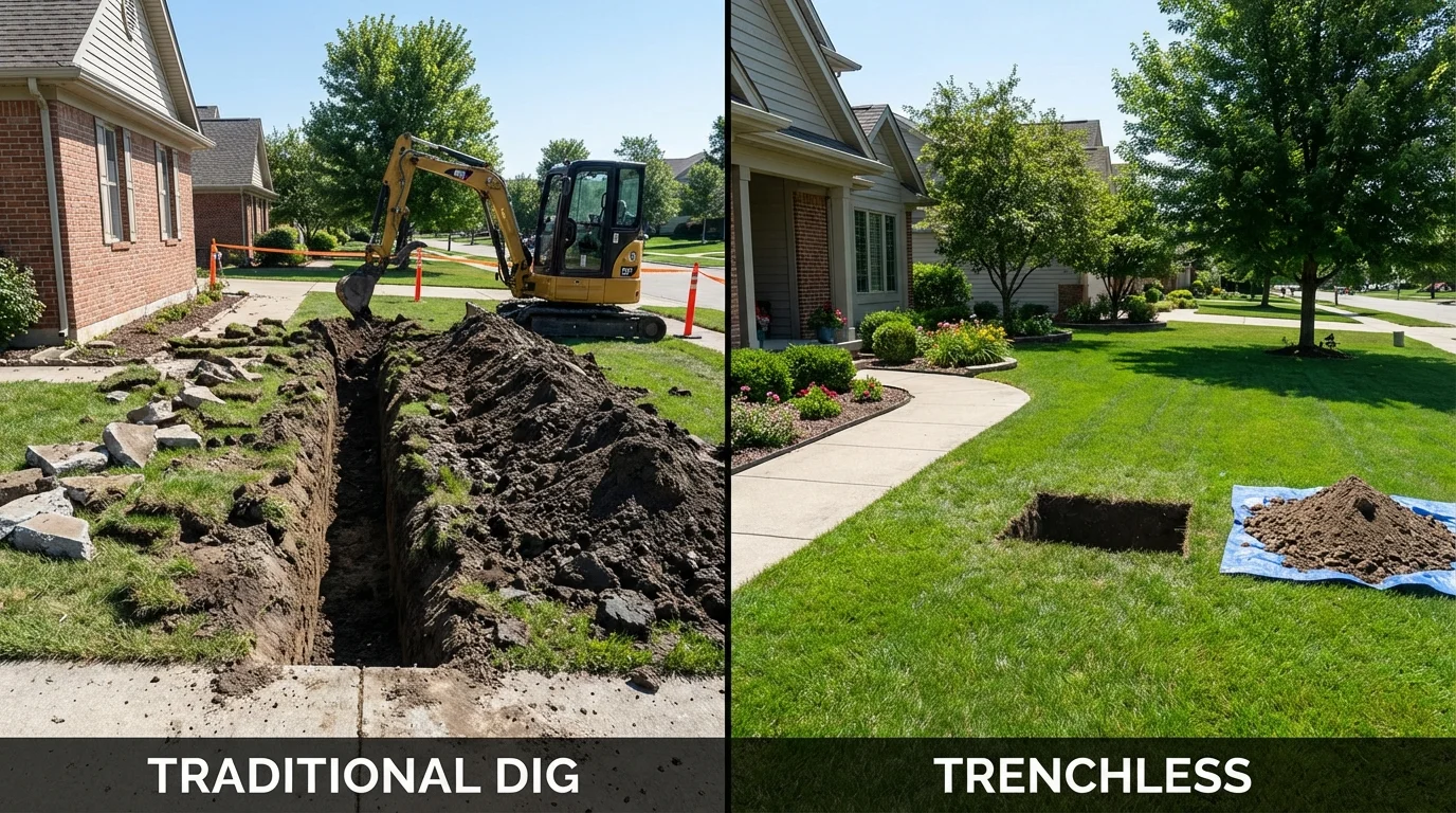 Trenchless sewer repair with minimal yard damage versus traditional excavation in Homer, AK
